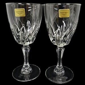 Vintage Set of 2 Luminarc Verrerie D'Arques France 6 1/4"‎ Crystal Wine Glasses